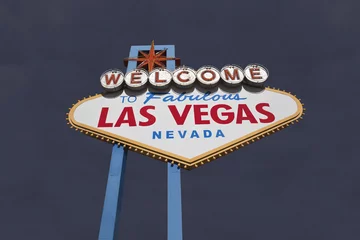 Foto op Plexiglas Las Vegas Welcome Sign with Dark Storm © trekandphoto