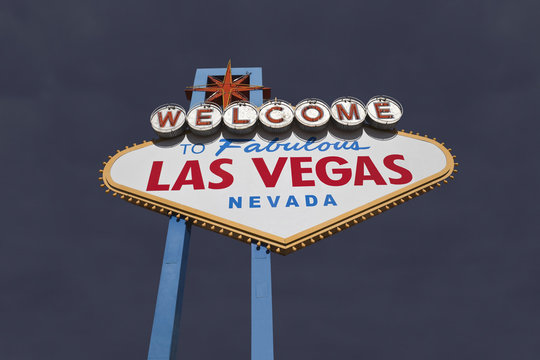 Las Vegas Welcome Sign with Dark Storm