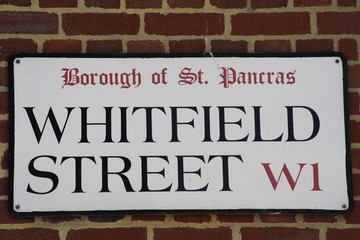 Whitfield Street a london streer sign