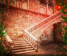 Stairs Castle Fantasy Backdrop