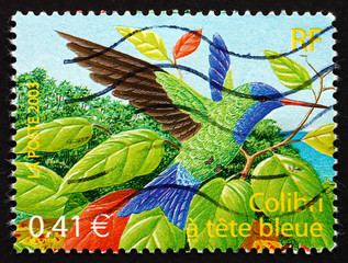 Postage stamp France 2003 Blue-headed Hummingbird, Bird