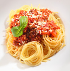 Beautifully presented spaghetti bolognaise