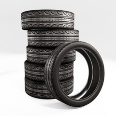 The stacked car tires