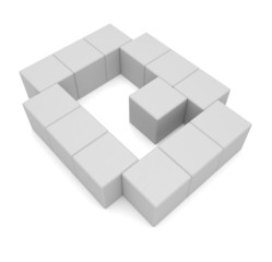 letter Q cubic white