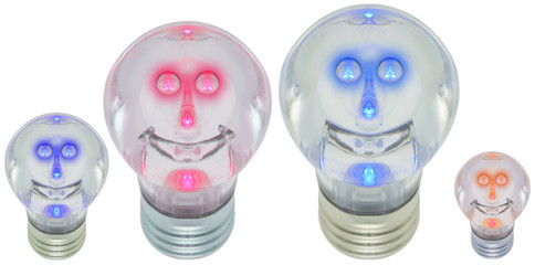 concept électricité, famille ampoules électriques