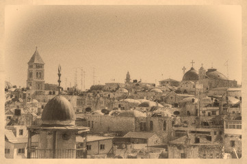 View on Jerusalem Old city. Vintage effect - 55171982