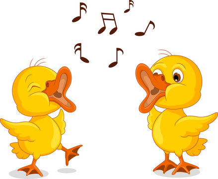two little chick cartoon singing