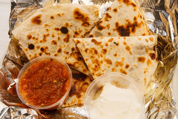Quesadillas with Salsa and Sour Cream