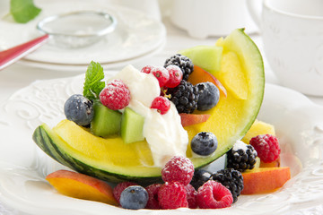 Fruit salad with watermelon.