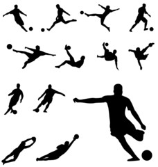soccer silhouettes set