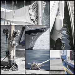 Retro look collection of yacht sailboat details