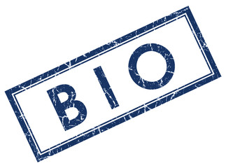 bio blue square stamp