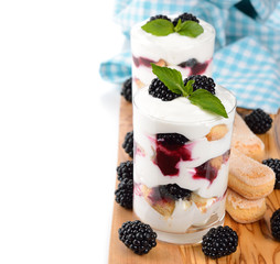 Dessert with blackberries