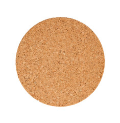 Circular cork trivet isolated