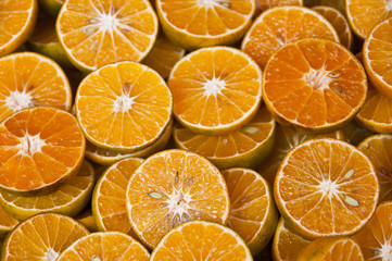 Sliced tangerine orange.