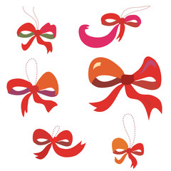 Bows set in red colors funny design