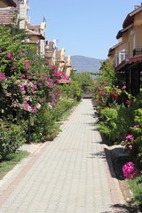 Fototapeta na wymiar A scenic view of traditional housing in Calis in Turkey