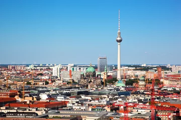 Fotobehang Berlin panorama. Berlin Catherdral and TV Tower © Photocreo Bednarek