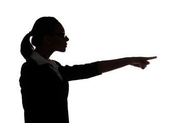 Silhouette of businessman. Side view of confident young business