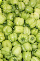 Fresh market produce of green peppers