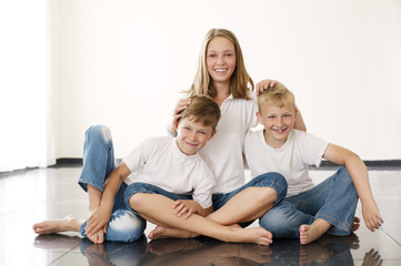 young beautiful girl with brothers