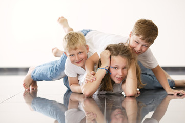 young beautiful girl with brothers