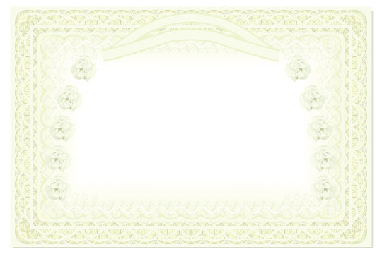 Blank Horizontal Certificate Template With Roses