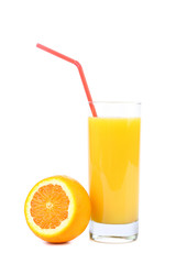 orange and juice isolated on white