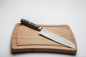 Cutting board and knife