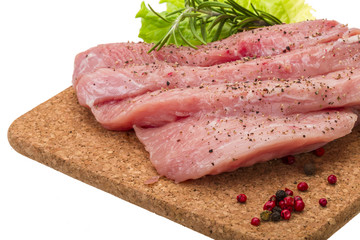 Raw pork steak