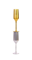 Golden and silver champagne glasses.
