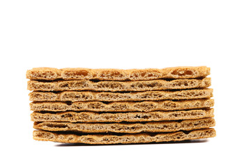 Stack of whole grain crisp bread.