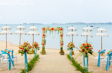 The wedding ceremony venue on the beach.