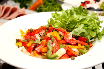 Close up photo of Salad  on white plate