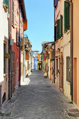 Narrow street in the old town of Rimini