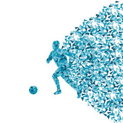 Soccer player silhouette made of triangle fragments vector abstr