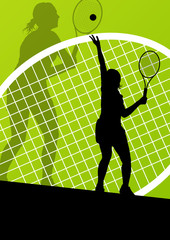 Tennis players detailed silhouettes vector background concept il