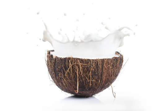 Coconut splashing milk