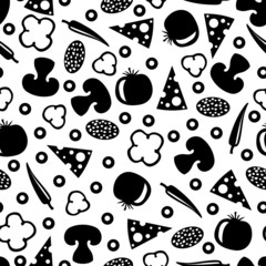 Pizza ingredients seamless pattern