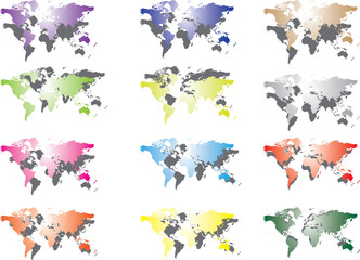 World map in different colors