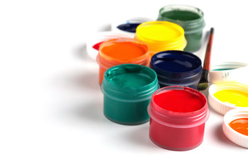 Colourful paints on white