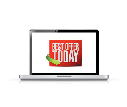 laptop best offer today sign illustration design