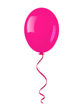 Single pink balloon - vector illustration.