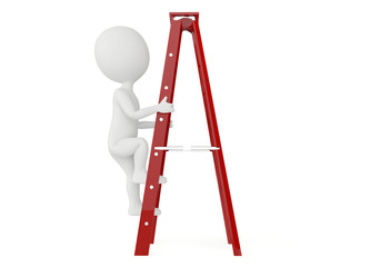 3d humanoid character up a ladder