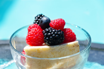 Morning dessert with berries