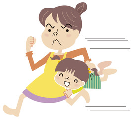 娘を持ち運ぶ母親