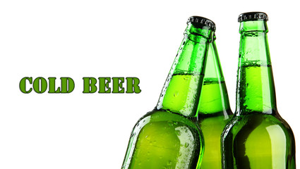 Bottles of beer isolated on white