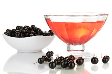 Jelly with fresh berries isolated on white