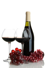 Red wine isolated on white