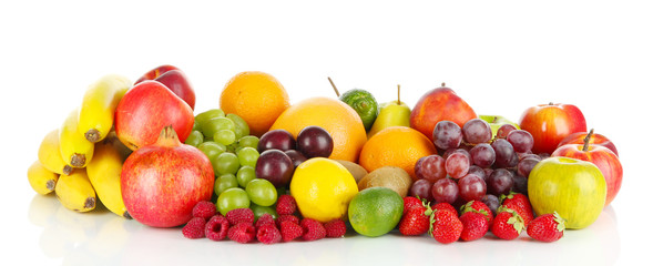 Fototapeta na wymiar Different fruits isolated on white